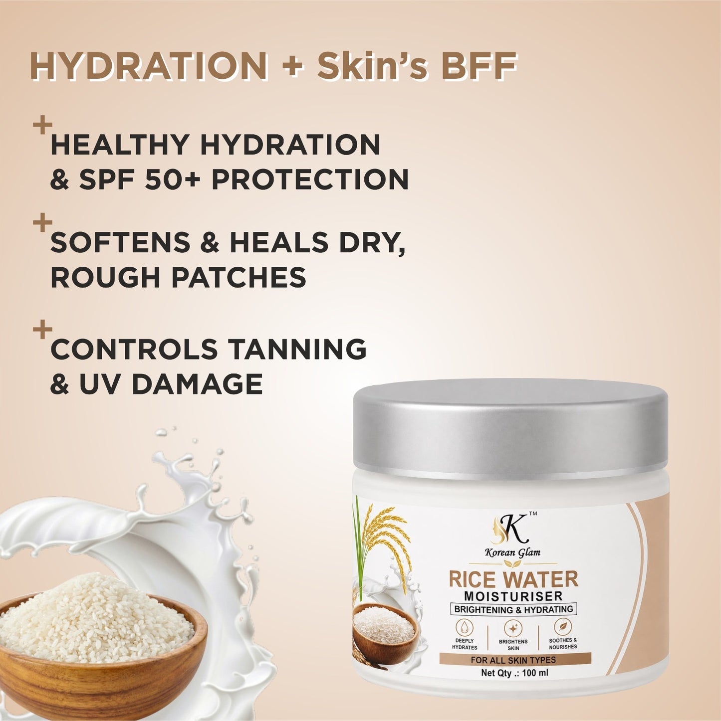 Rice Water Moisturiser for glowing skin