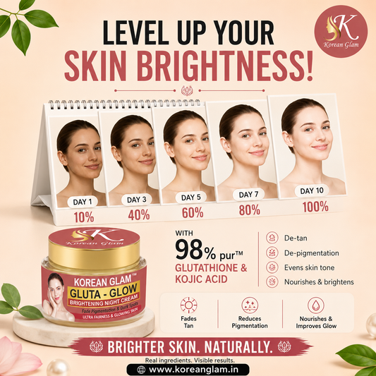 Korean Glam Brightening Night Repair Cream | Effects within 10 days | Targets Dullness, Uneven Skintone, Pigmentation, Dark Circles | Ultra Bright & Glowing Skin (30 gms)